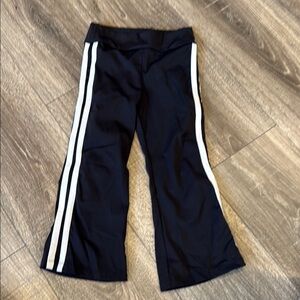 Girls Black Flared Pants with White Stripes 4T